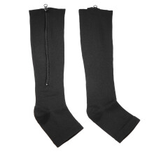 Mittlere Wadensocken Sport Knieunterstützung Reißverschluss schwarz
