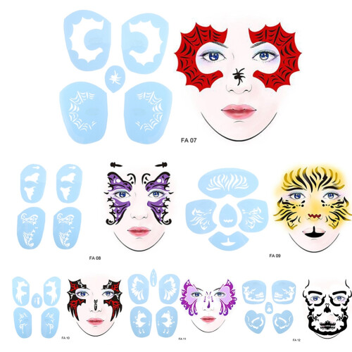 6 Designs/Set Gesichtsmal-Schablonen, wiederverwendbar 1