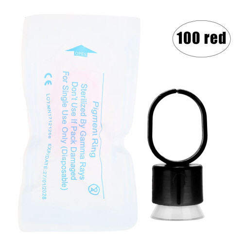 100x Einweg-Tattoofarbenringe mit Schwamm, Schwarz