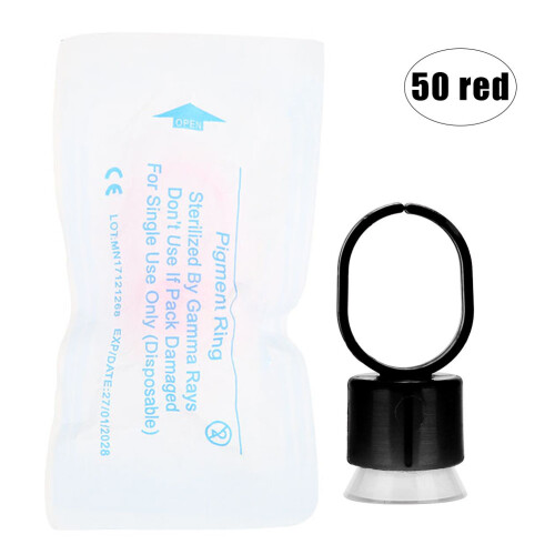 50x Einweg-Tattoofarbenringe mit Schwamm, Schwarz