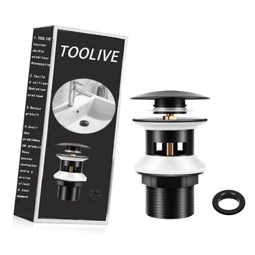 Λύματα λεκάνης με υπερχείλιση, ματ μαύρο, Chonphan Universal G1 1/4" Ορειχάλκινη βαλβίδα αν