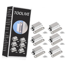 Ímã magnético para portas de móveis, 10 kg, potente, em aço inoxidável, para armários (6 peças) (parafusos em aço inoxidável)