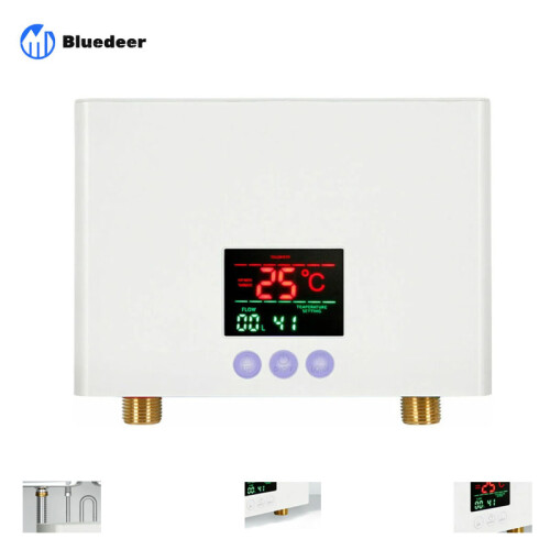 Μίνι ηλεκτρικός επιτοίχιος θερμοσίφωνας 3kW χωρίς δεξαμενή, με οθόνη LED, 3 ρυθμίσεις