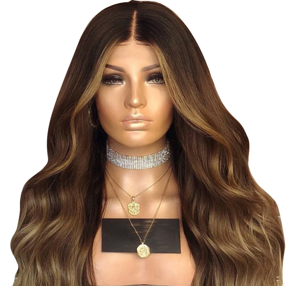Unisex Black,Brown Women's Black Brown Gradient Curly Wavy Synthetic Heat Resistant Wig