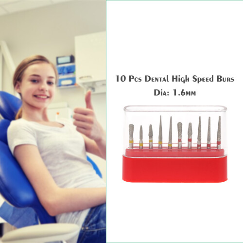 10x Dental High-Speed Burs Set Diamond Drill Bits Teeth Polish 2