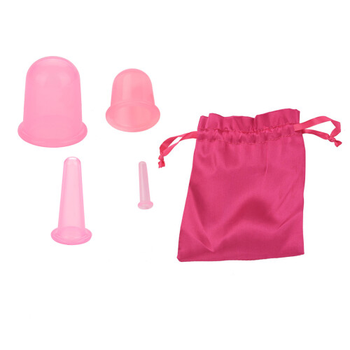 4pz Set Coppa Massaggio Silicone Anti Cellulite Rosa 1