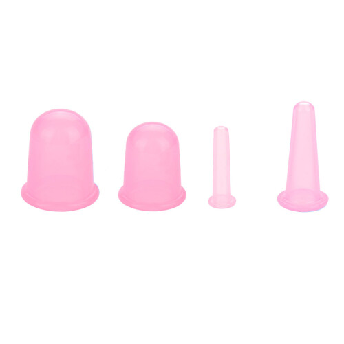 4pz Set Coppa Massaggio Silicone Anti Cellulite Rosa 2