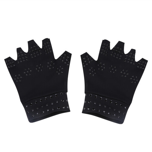 Unisex Nylon Compression Fingerless Gloves Black