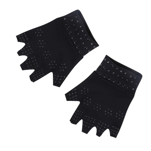 Unisex Nylon Compression Fingerless Gloves Black 2