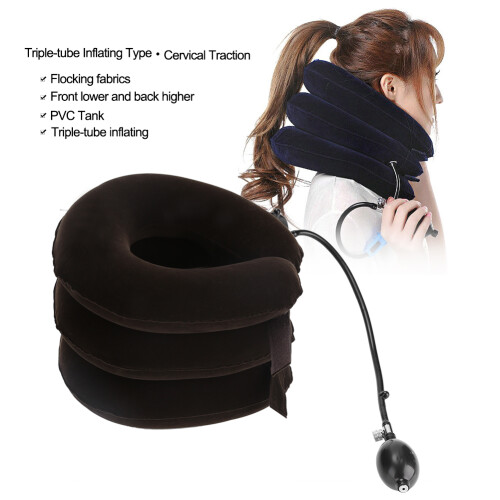 Portable Inflatable U Shape Cervical Neck Traction Device (Coffee) 1