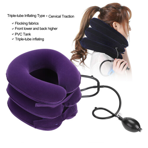 Portable Inflatable U Shape Cervical Neck Traction Device (Purple) 1