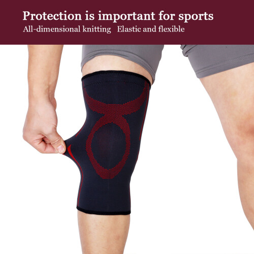 Sports Knee Pad Elastic Support M Black Red 1