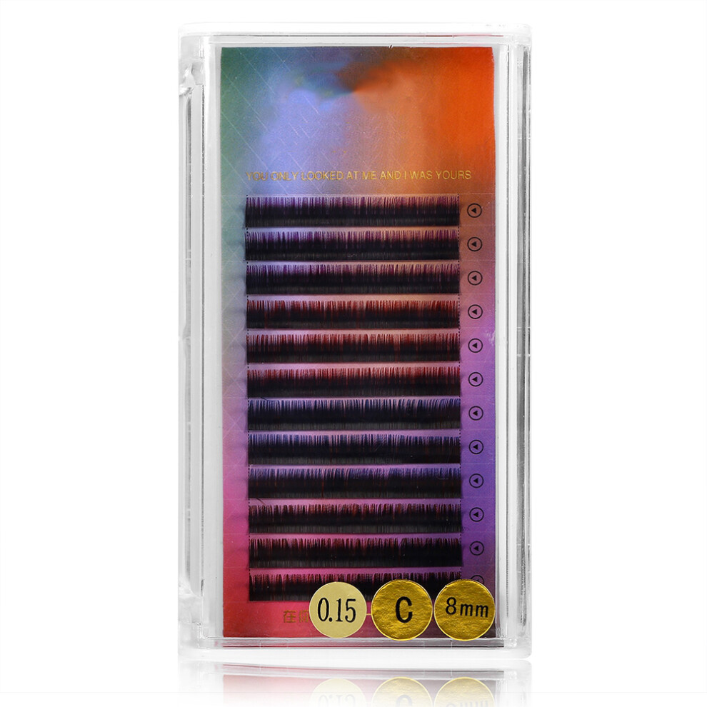 8mm Colorful False Eyelash Extension Gradient Individual