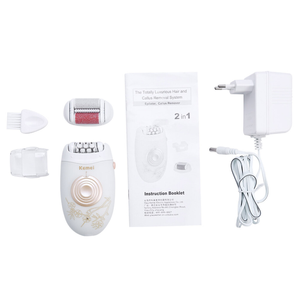 2-in-1 Rechargeable Epilator Shaver for Women Hair Callus Remover