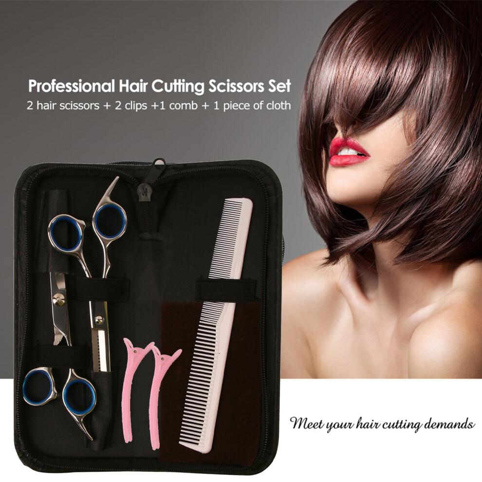 Silver Professional Hair Cutting Scissors Set Barber Shears
