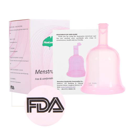 Wiederverwendbare Silikon-Menstruationstasse Pink L 1