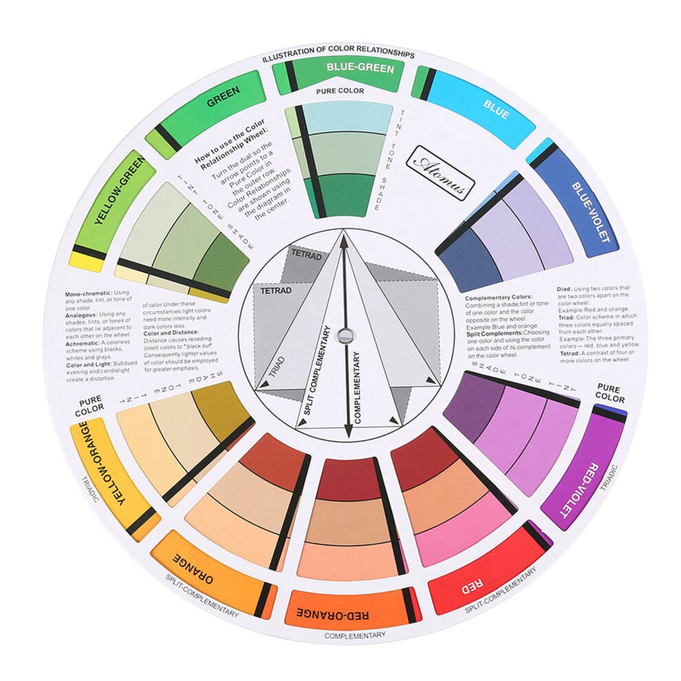 Professional Tattoo Nail Pigment Color Wheel Paper Card Guide