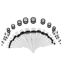 36tlg. Acryl-Taper Ohrringe 14G-00G Transparent