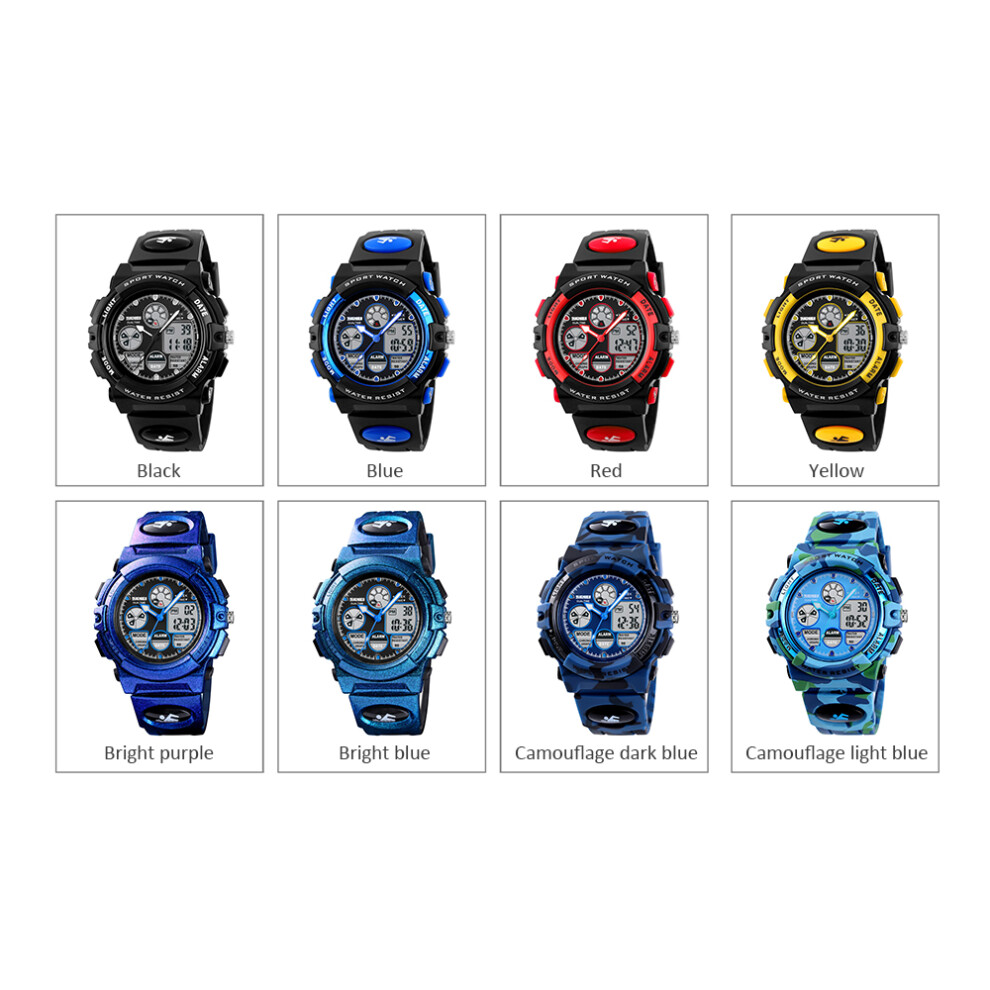 Skmei 1163 Kids Sports Watch Digital Quartz Pu Strap Waterproof Led Purple/Blue 448787381231
