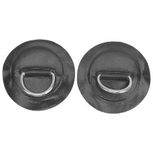 (Black) 2pcs Inflatable Kayak D-Ring Pad Patch PVC Stainless Steel Buckle Gray