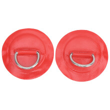 (Red) 2pcs Inflatable Kayak D-Ring Pad Patch PVC Stainless Steel Buckle Gray