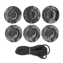 (Black) 6pcs Inflatable Boat Kayak DRing Pad Patch White