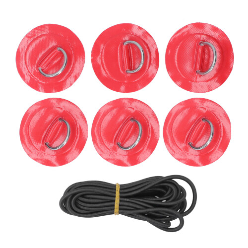(Red) 6pcs Inflatable Boat Kayak DRing Pad Patch White