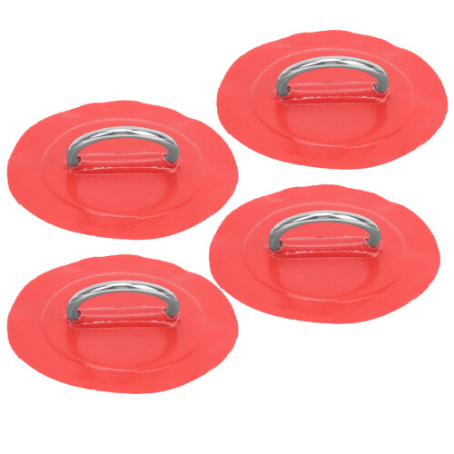 (Red Patch) 4pcs Inflatable Boat Kayak DRing Pad Patch White 2
