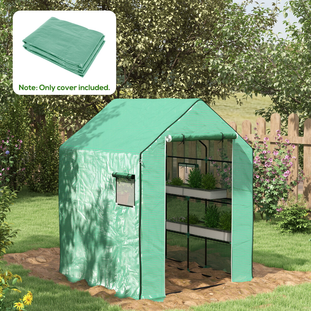 Outsunny Walk-In Greenhouse Cover Replacement With Door And Mesh Windows, Green