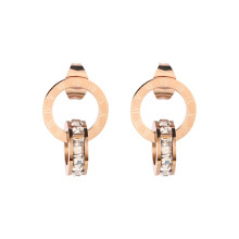Double Ring Knot Rhinestone Earring Stud Women Jewelry