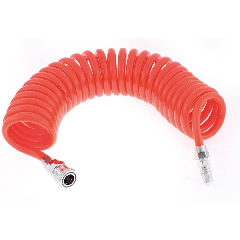 Polyurethane Coiled Air Hose 6 Meters Length 10Mm X 6.5Mm Model 96060 Orange 9354506631192
