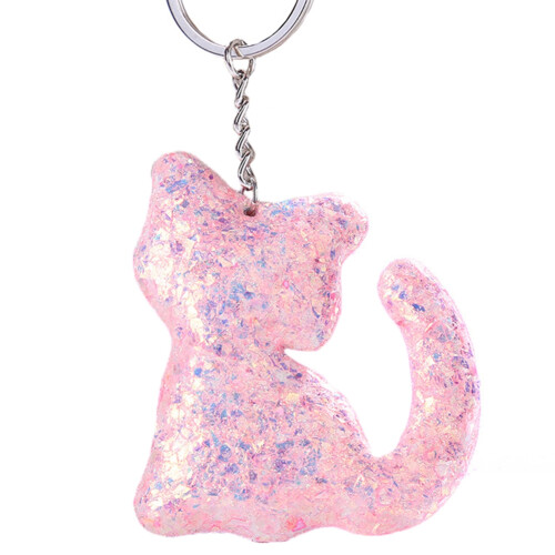 Sequins Cat Key Ring Cute Keychain Pink