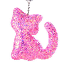 Sequins Cat Key Ring Cute Charm Pendant (Rosy)