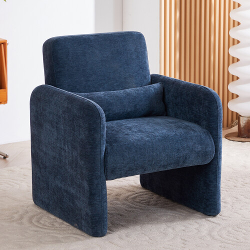 Living And Home Chenille Accent Chair with Lumbar Pillow, Blue