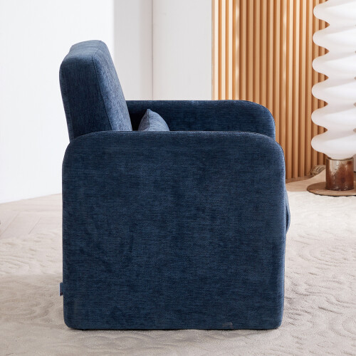 Living And Home Chenille Accent Chair with Lumbar Pillow, Blue 2