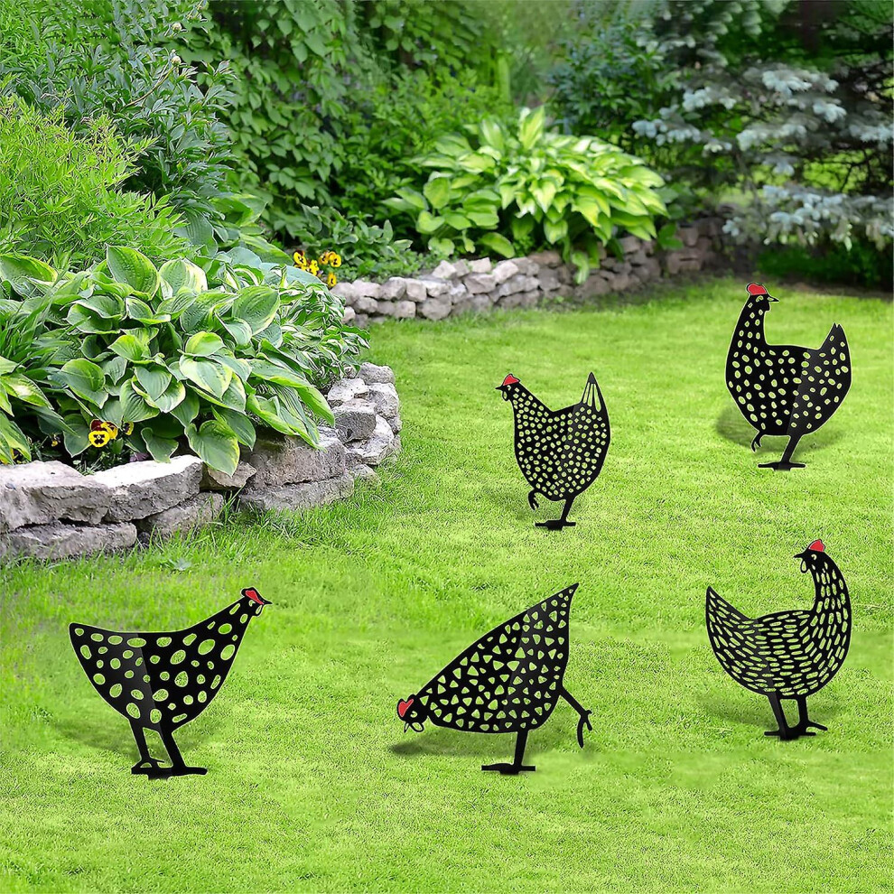 Kikidex (As Show, One Size) 5 Pieces Garden Decorative Hen, Outdoor Decorative Hens, Garden Chicken Decoration For Lawn Path Sidewalk Garden(Acrylic)