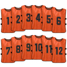 12 PCS Adults Soccer Pinnies Quick Drying Team Jerseys Numbered Bibs