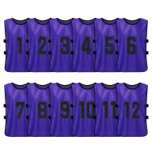 12PCS Kids Football Pinnies Quick Drying Training Numbered Bibs