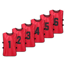6PCS Adults Soccer Pinnies Quick Drying Training Numbered Bibs