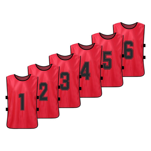 6PCS Adults Soccer Pinnies Quick Drying Training Numbered Bibs