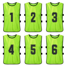 6 PCS Quick Drying Soccer Pinnies Team Jerseys Training Numbered Bibs