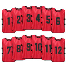 12PCS Kids Football Pinnies Quick Drying Numbered Training Vest