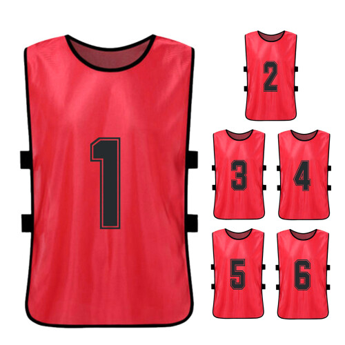 6PCS Adults Soccer Pinnies Quick Drying Training Numbered Bibs 1