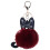Leather Plush Cartoon Animal Key Chain Wine Red 1