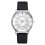 Men Round Dial PU Leather Strap Quartz Watch Black Silver White 1