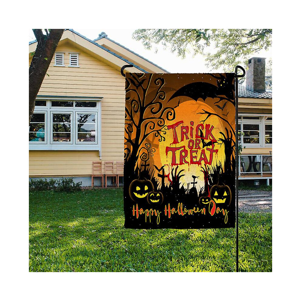 Kikidex (As Show, One Size) Double Sided Halloween Garden Flag, Linen Outdoor Decoration