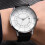 Men Round Dial PU Leather Strap Quartz Watch Black Silver White 2