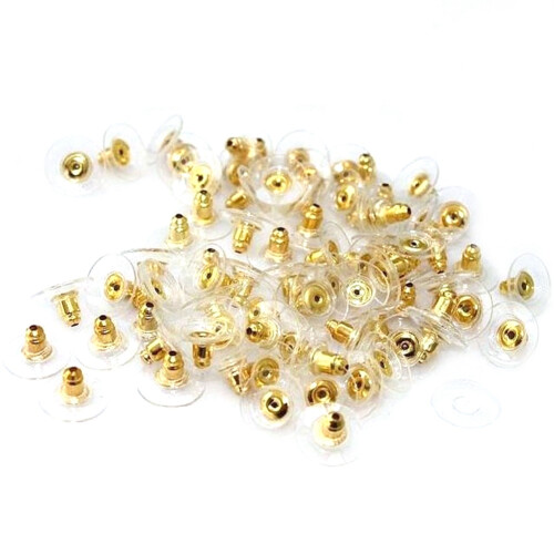 Alloy Soft Clear Earrings Safety Backs Stoppers (Gold)