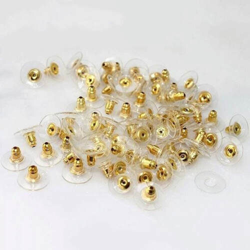 Alloy Soft Clear Earrings Safety Backs Stoppers (Gold) 2