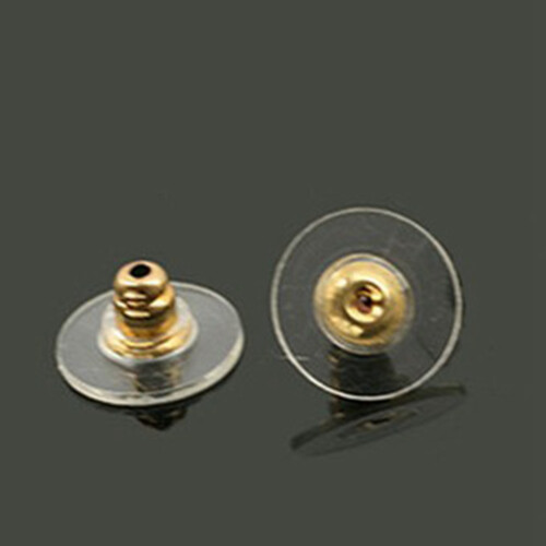 Alloy Soft Clear Earrings Safety Backs Stoppers (Gold) 1
